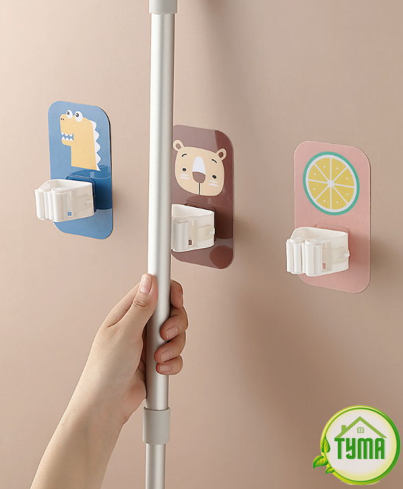 Móc dán tường treo chổi, treo cây lau nhà hoạt hình siêu dễ thương siêu dính thông minh GD_Treochoi-hh