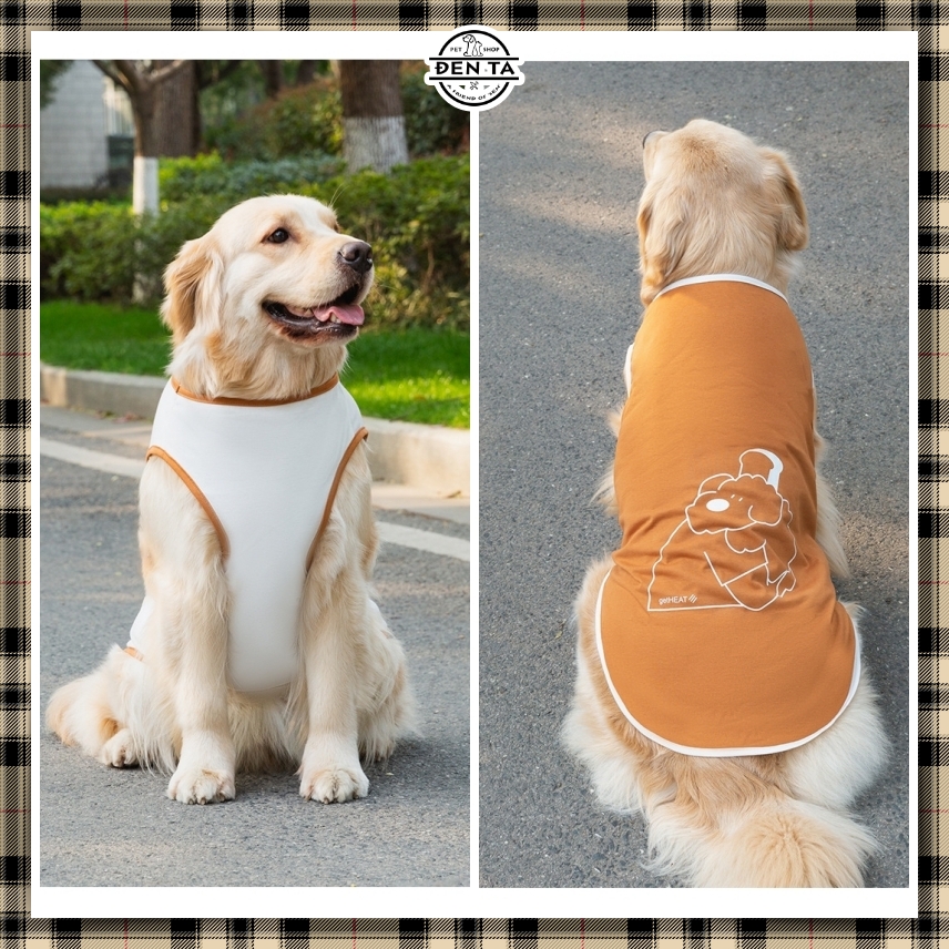 Áo ba lỗ cotton jersey mùa hè cho chó to lớn và vừa màu vintage