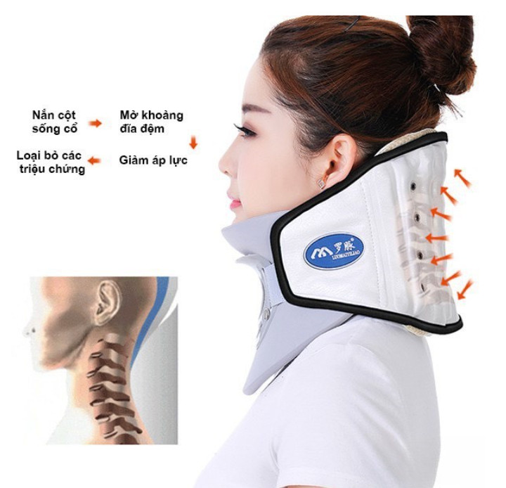 Đai hơi kéo dãn cột sống cổ nẹp cổ leamai giúp giảm đau hỗ trợ phục hồi chức năng của cổ sau chấn thương c02, đai cột sống