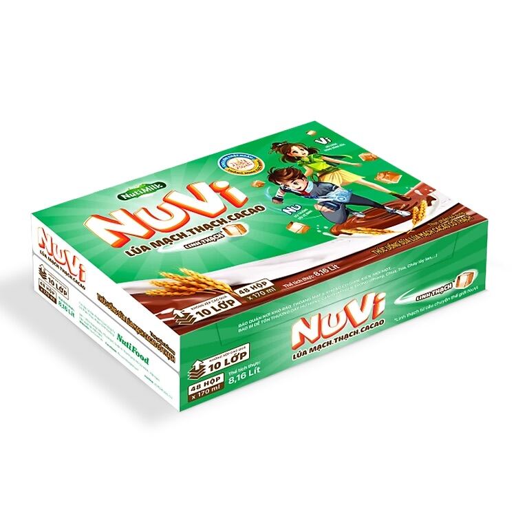 Thùng nuvi lúa mạch thạch cacao 170ml