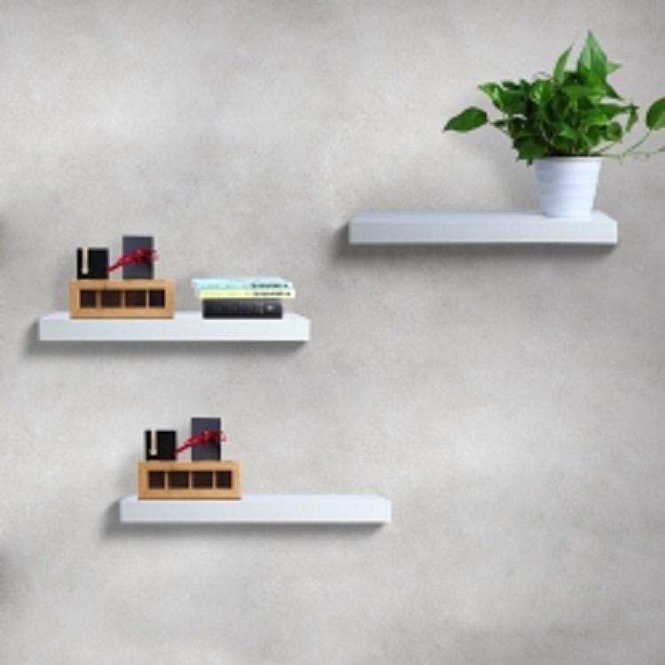 Kệ Treo Tường Gỗ 3 Thanh Ngang Trắng 40x13cm