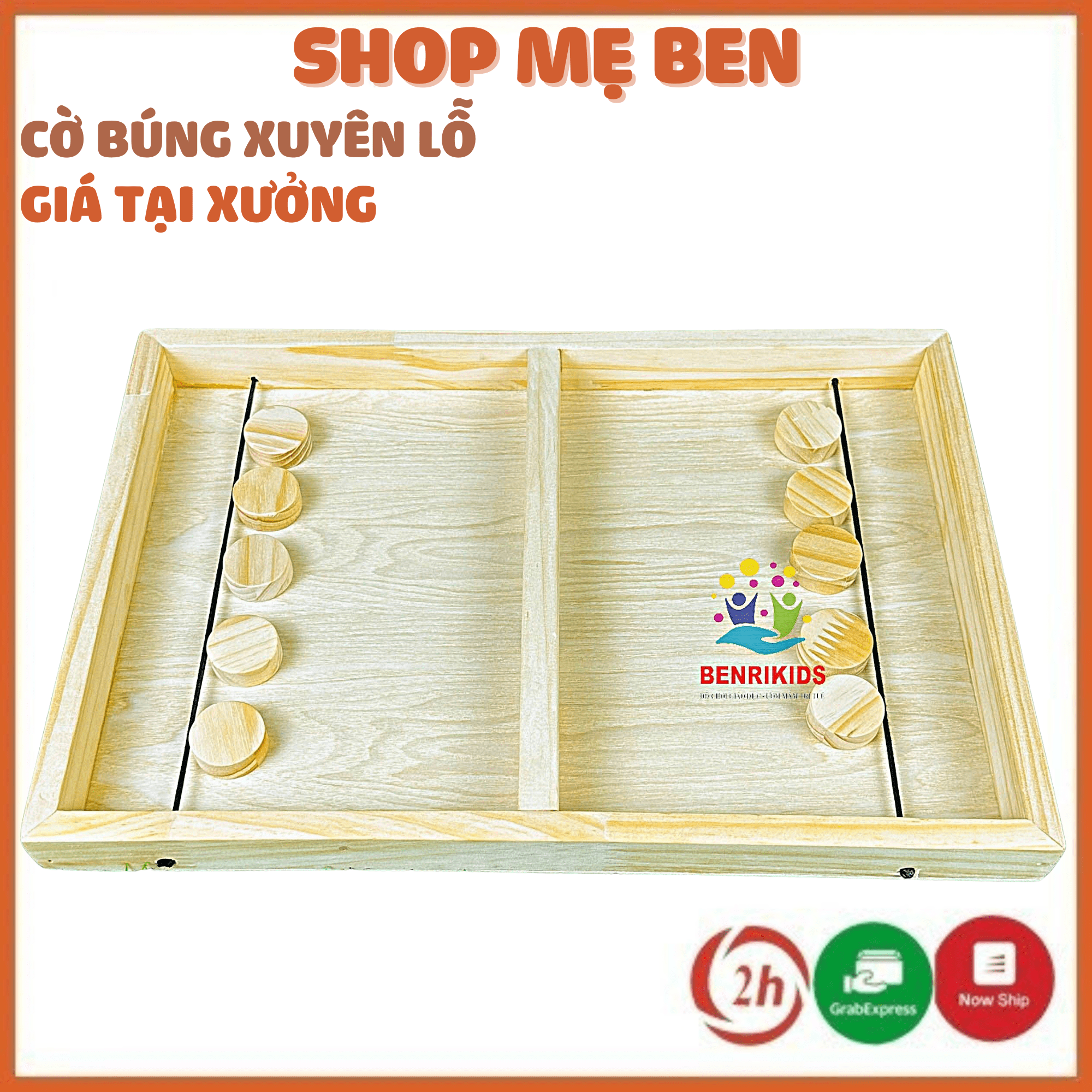 Bộ Cờ Búng Đối Kháng 2 Người Chơi Bằng Gỗ Benrikids, Đồ Chơi Cờ Board Game Vui Nhộn