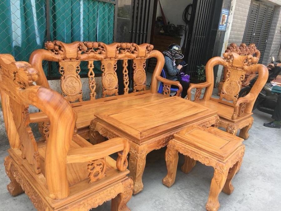 furniture set Minh Quoc peach wood hand knock 12