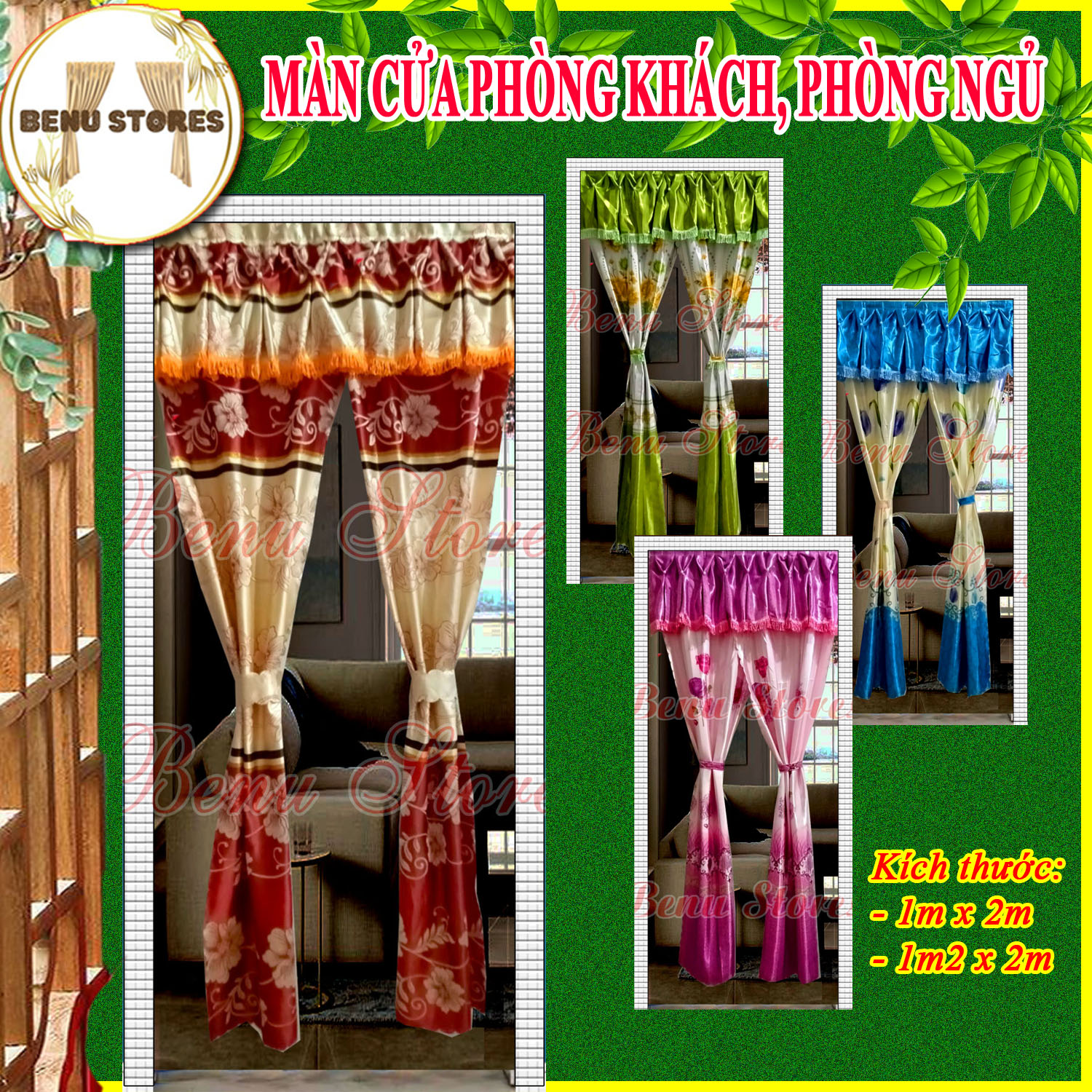 Màn treo cửa ( NGANG 1M2 X 2M) cao cấp sang trọng ép biên bền bỉ đẹp mắt rèm treo cửa