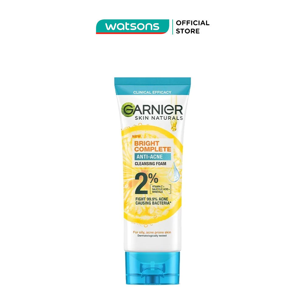 Sữa Rửa Mặt Ngừa Mụn Garnier Skin Naturals Bright Complete Anti-Acne Cleansing Foam 100ml
