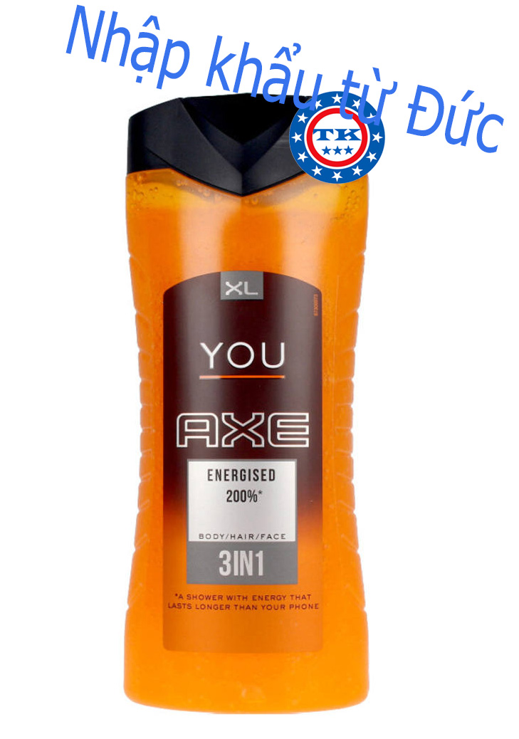 [HCM]Sữa tắm +gội +rửa mặt cao cấp dành cho nam AXE ENERGISED 400ml - Đức