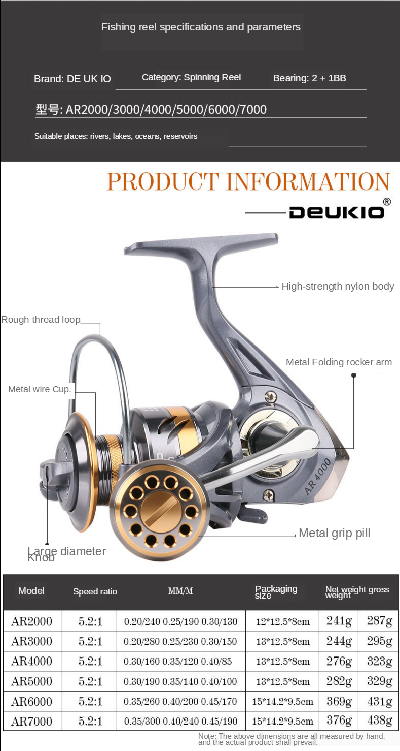 Máy Câu Cá kim loại Deukio AR 2000 - 3000 - 4000 - 5000 -