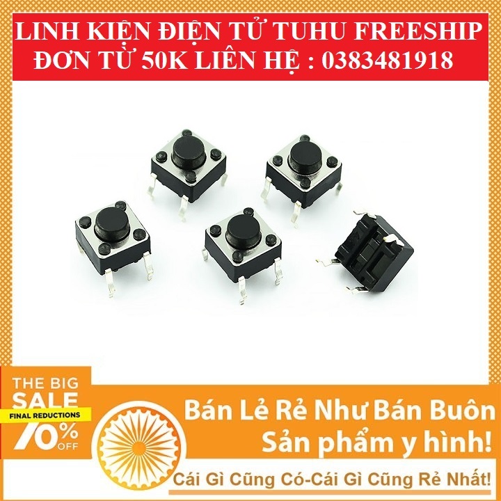 Combo 5 nút nhấn nút bấm 4 chân 6x6x5mm 6x6x12mm