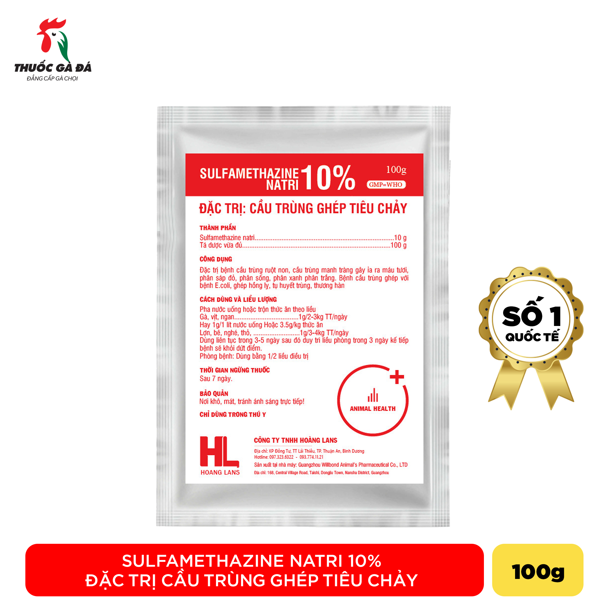 Sulfamethazine natri 10% - cầu trùng ghép tiêu chảy