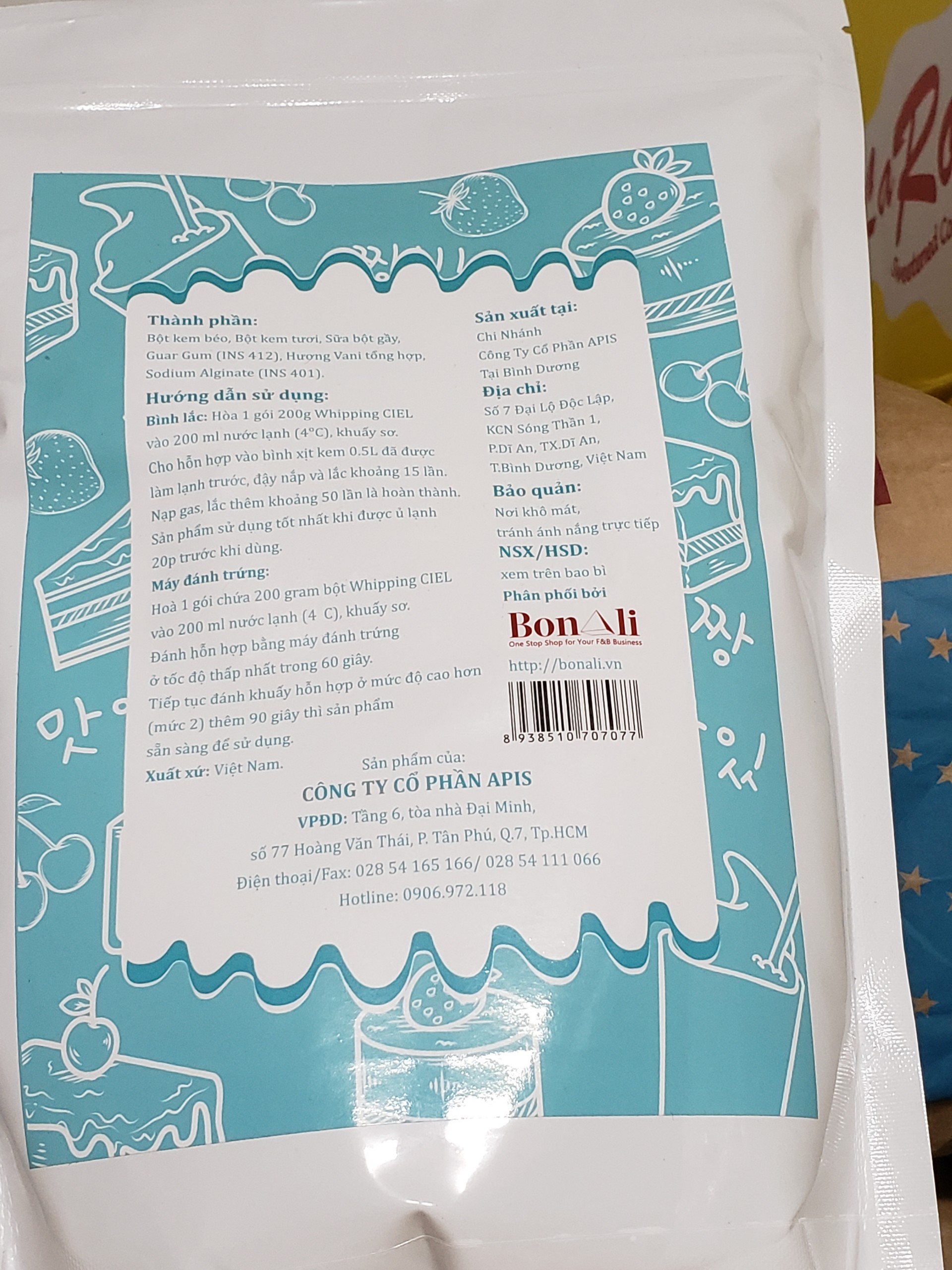 Bột whipping cream ciel dạng bột gói 1kg
