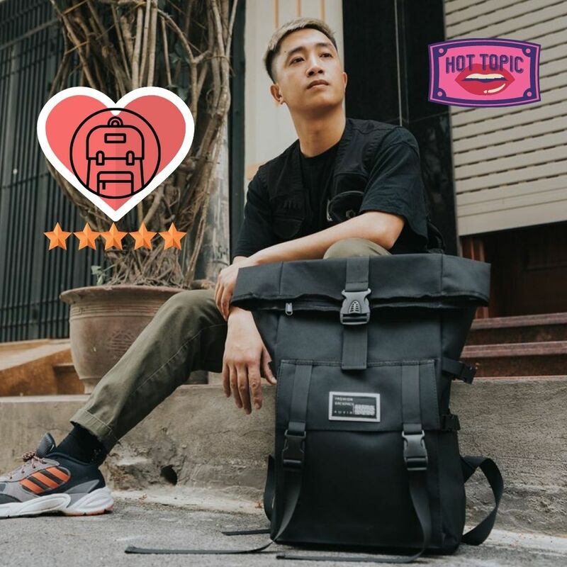 Balo Nam Đi Học Unisex Chống Nước - Balo Nữ Đi Học Ulzang Có Ngăn Đựng Laptop - Balo Đen Xám Chuyên Du Lịch