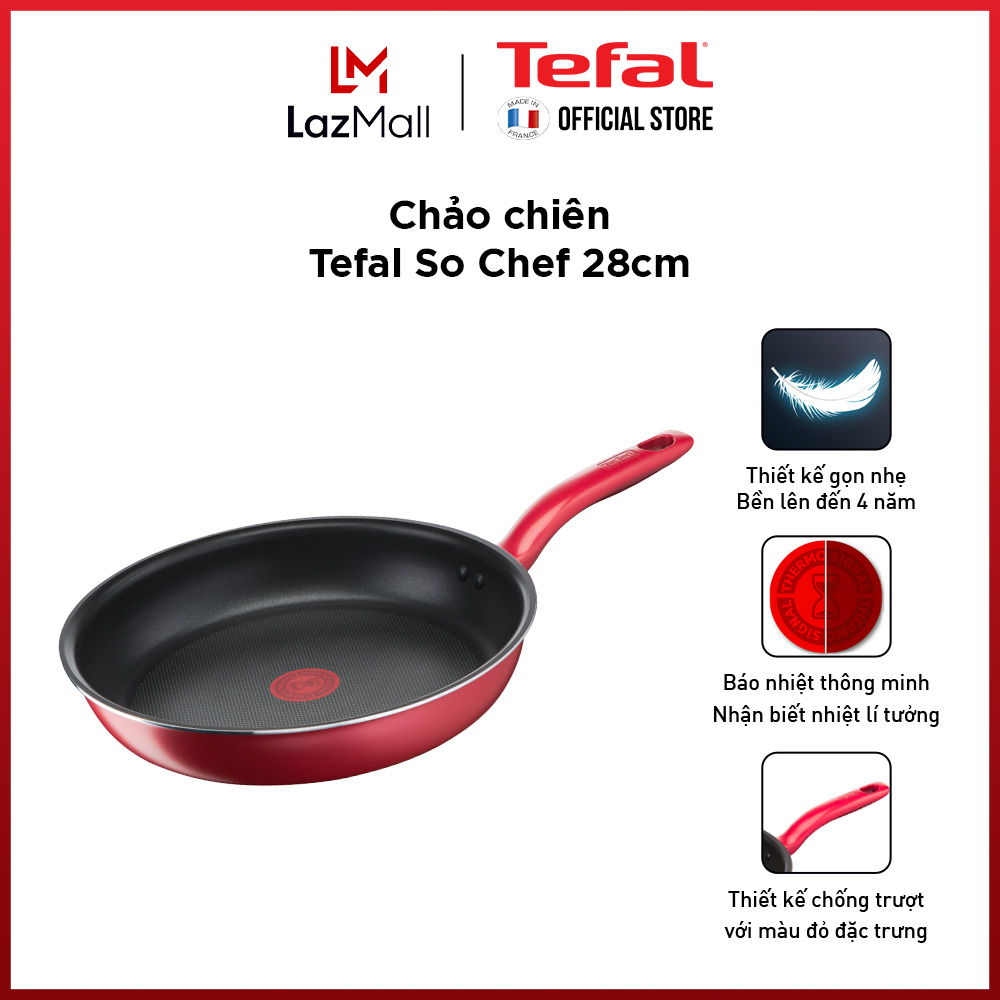 Chảo chiên chống dính đáy từ Tefal So Chef 28cm, dùng cho mọi loại bếp- Gian hàng chính hãng bảo hành 2 năm-G1350695