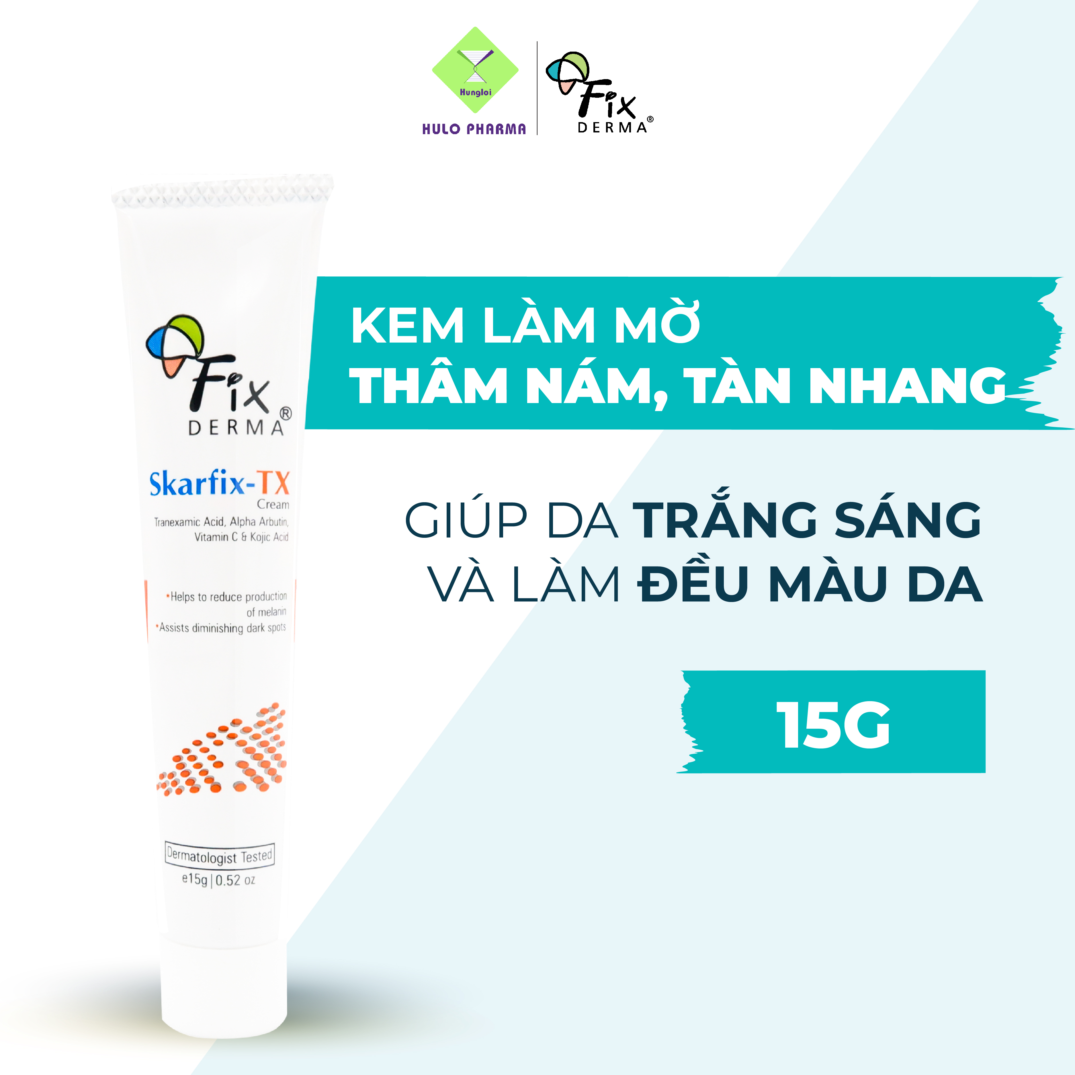 Kem Mờ Thâm Nám FIXDERMA Skarfix - TX Cream Giúp Sáng Da, Loại Bỏ Vết Thâm, Nám, Tàn Nhan, Sẹo, Làm Đều Màu Da 15g - 30g