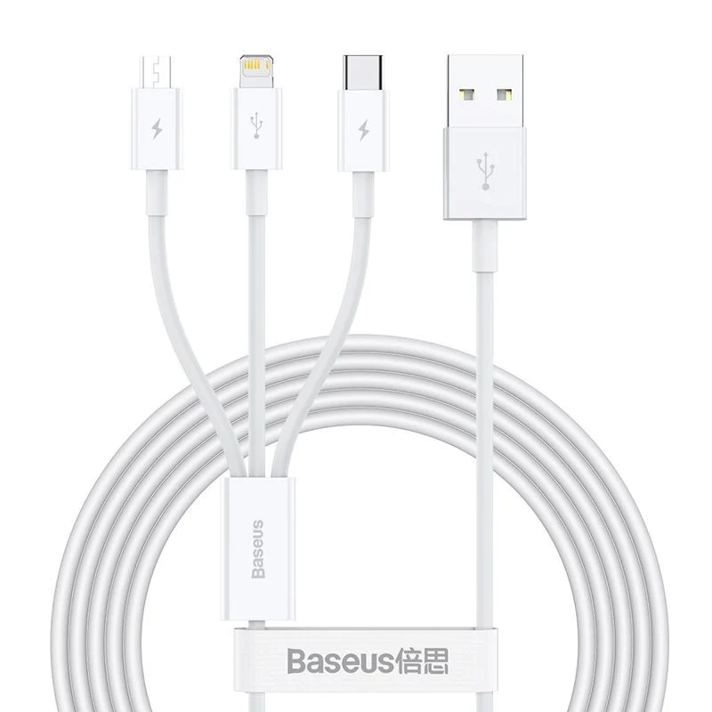 Cáp sạc 3 đầu baseus superior series fast charging data cable usb to m+l+c 3.5a