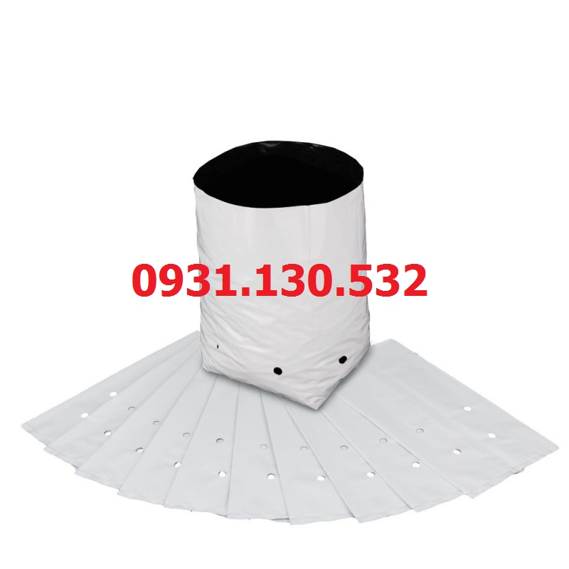 5 Túi Trồng Cây Nilong 2 Lớp Trắng Đen Tiện Lợi, Dễ Sử Dụng (Bộ 5 Túi)