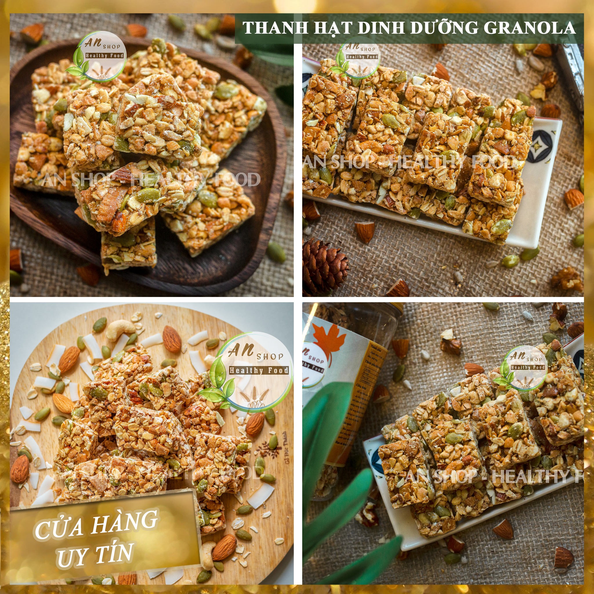 Thanh ngũ cốc dinh dưỡng, Granola bar bánh ăn vặt giảm cân, Bánh ăn vặt healthy Eatclean An Shop 240g