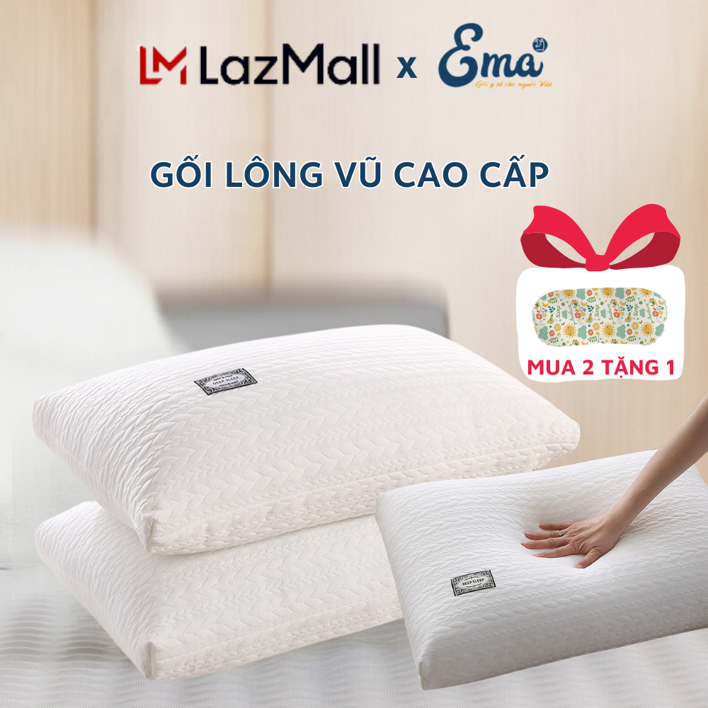 Gối lông vũ nhân tạo EMA Deep Sleep cao cấp - Mềm mại siêu êm cho giấc ngủ ngon thoải mái - Đa dạng kích thước