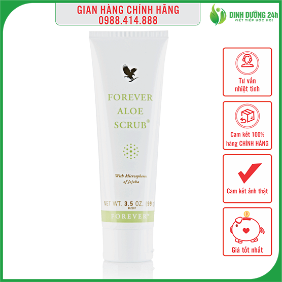 Sữa rửa mặt tẩy tế bào chết forever aloe scrub 238flp- an toàn cho da- trọng lượng 99g.