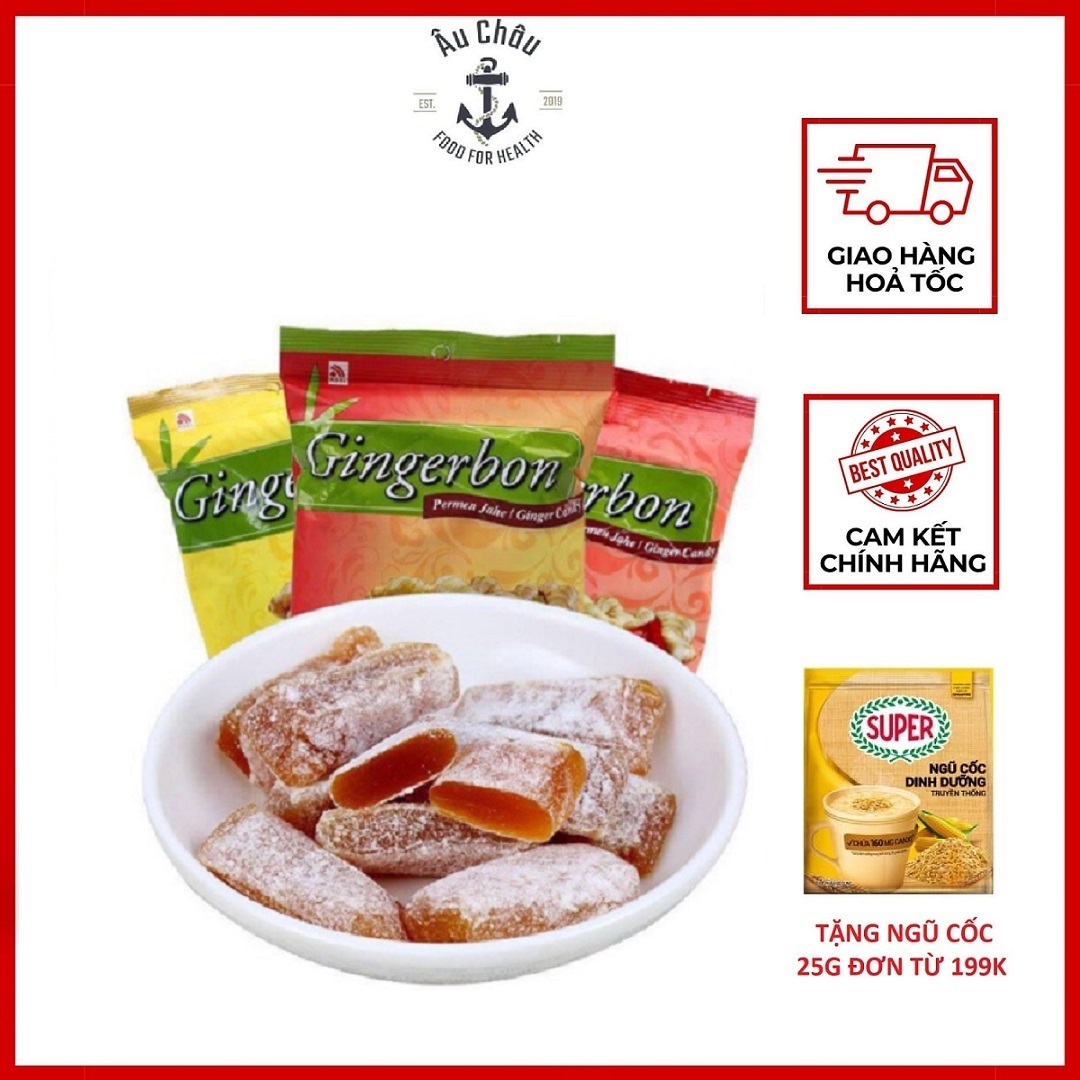 Combo 4 gói kẹo gừng dẻo mật ong gingerbon 125gr siêu tiết kiệm - âu châu shop