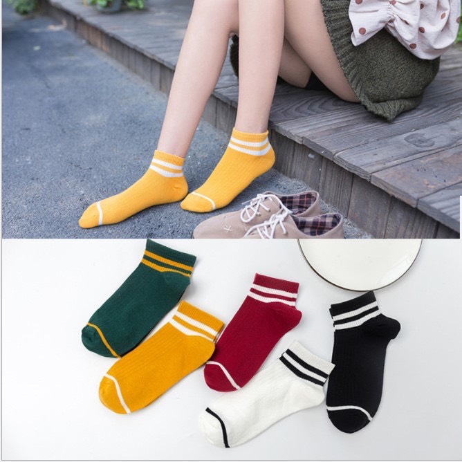 Combo 5 đôi nữ cổ kẻ nhiều màu chất đẹp - Sudoo