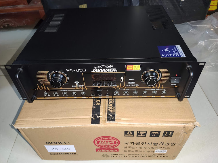 Âm ly amply Jarguar Liền vang PA 650, 16 sò NJ, 1200w, có  chống hú, nguồn đồng ,có  cổng USB, Bluetooth,