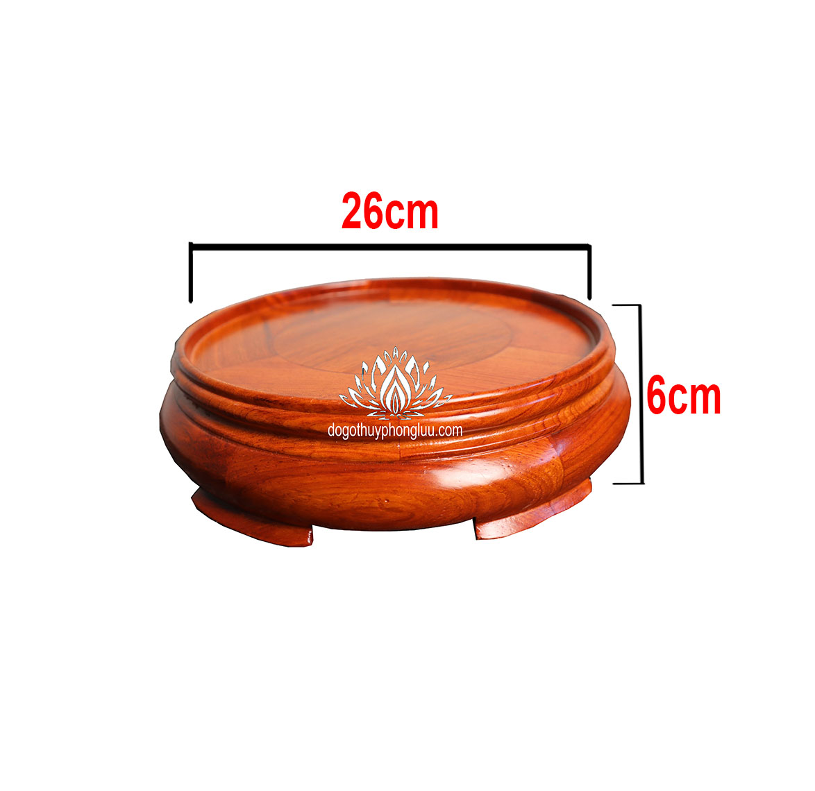 Kỷ tròn không chân gỗ hương cao 6cm mặt 26