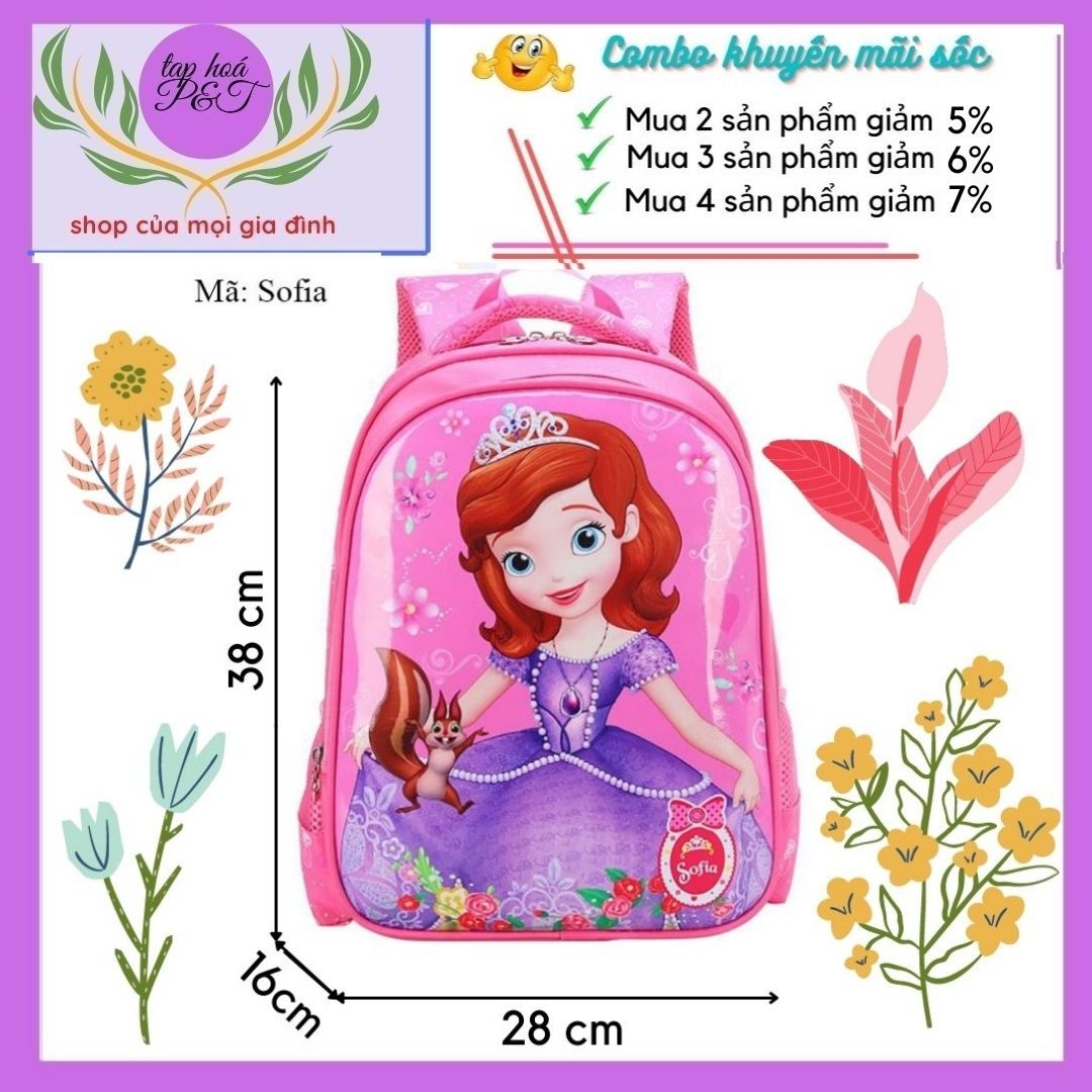 [HCM]BALO HỌC SINH TIỂU HỌC 2 NGĂN LỚN HOẠT HÌNH CHO BÉ GÁI CỰC DỂ THƯƠNG