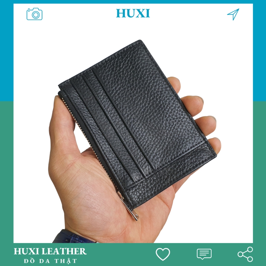 Ví đựng thẻ atm mini nam da bò thật cao cấp nhiều ngăn đựng tiền đựng thẻ atm, cccd, cmnd nhỏ gọn tiện dụng huxi leather