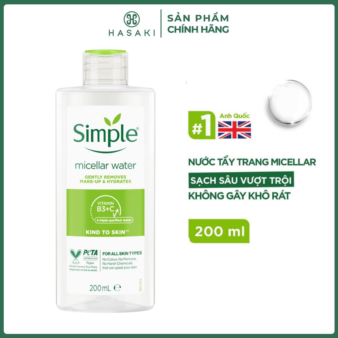 Nước Tẩy Trang Simple Làm Sạch Trang Điểm Vượt Trội 200ml | Hasaki | Sản Phẩm Chính Hãng