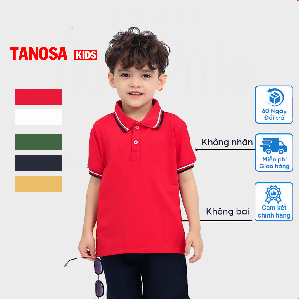 Áo Polo trơn  cho bé trai bé gái- Hàng chính phẩm TANOSA Size 10-30kg