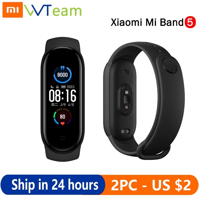 【FREESHIP XTRA】【Full Tiếng Việt】Đồng hồ thông minh Xiaomi Mi Band 5 / Vòng tay theo dõi sức khoẻ Miband 5 - Theo dõi nhịp tim - Thông báo tình trạng sức khỏe - Nhiều chế độ tập luyện thể thao - Chống nước - Màu đen - Mistore Việt Nam
