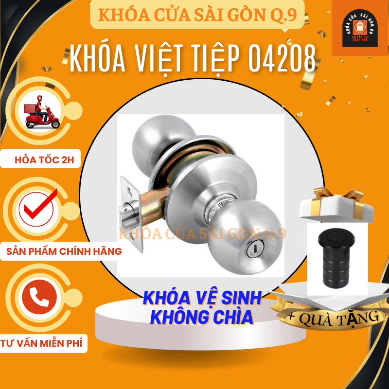 Hỏa tốc HCM - KHÓA TAY NẮM TRÒN VIỆT TIỆP 04208 - KHÔNG CHÌA