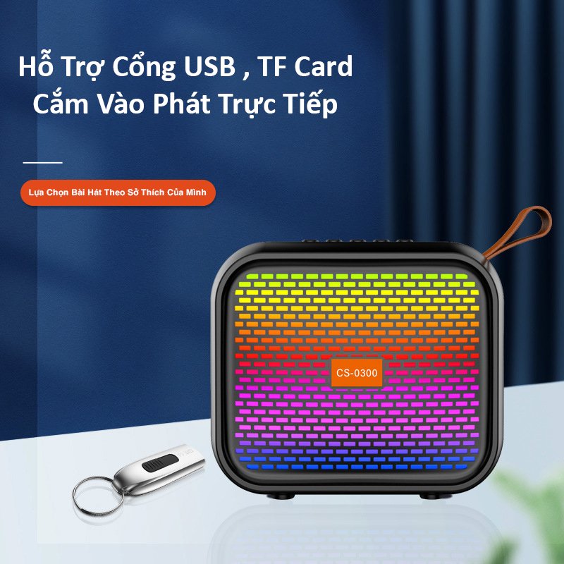 Loa bluetooth mini thông minh đèn led 7 màu ảo dịu âm thanh sống động công suất 3W kết nối đa dạng USB thẻ nhớ FM thời gian hoạt động 2-4h có dây đeo thể thao nghe nhạc đi full chức năng