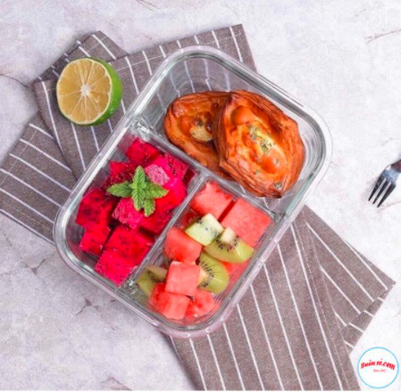 Hộp Cơm Thủy Tinh Cao Cấp Dày Dặn 3 Ngăn Sáng Bóng