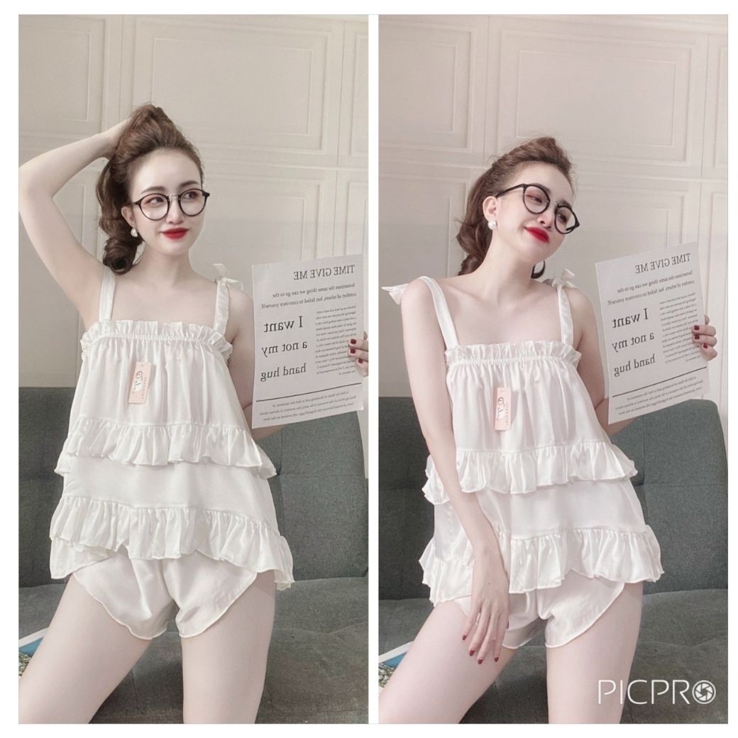 Đồ bộ sexy, đồ ngủ đẹp, đồ bộ hai dây bèo tầng babydoll mặc nhà (ảnh thật)