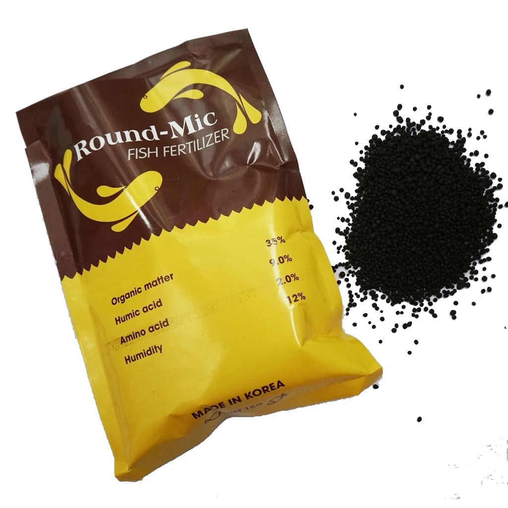 Phân bón đạm cá hữu cơ Hàn Quốc Round-Mic (Gói 1Kg) - Chuyên dùng cho hoa, cây cảnh, kiểng lá (lan, hồng, mai,...)