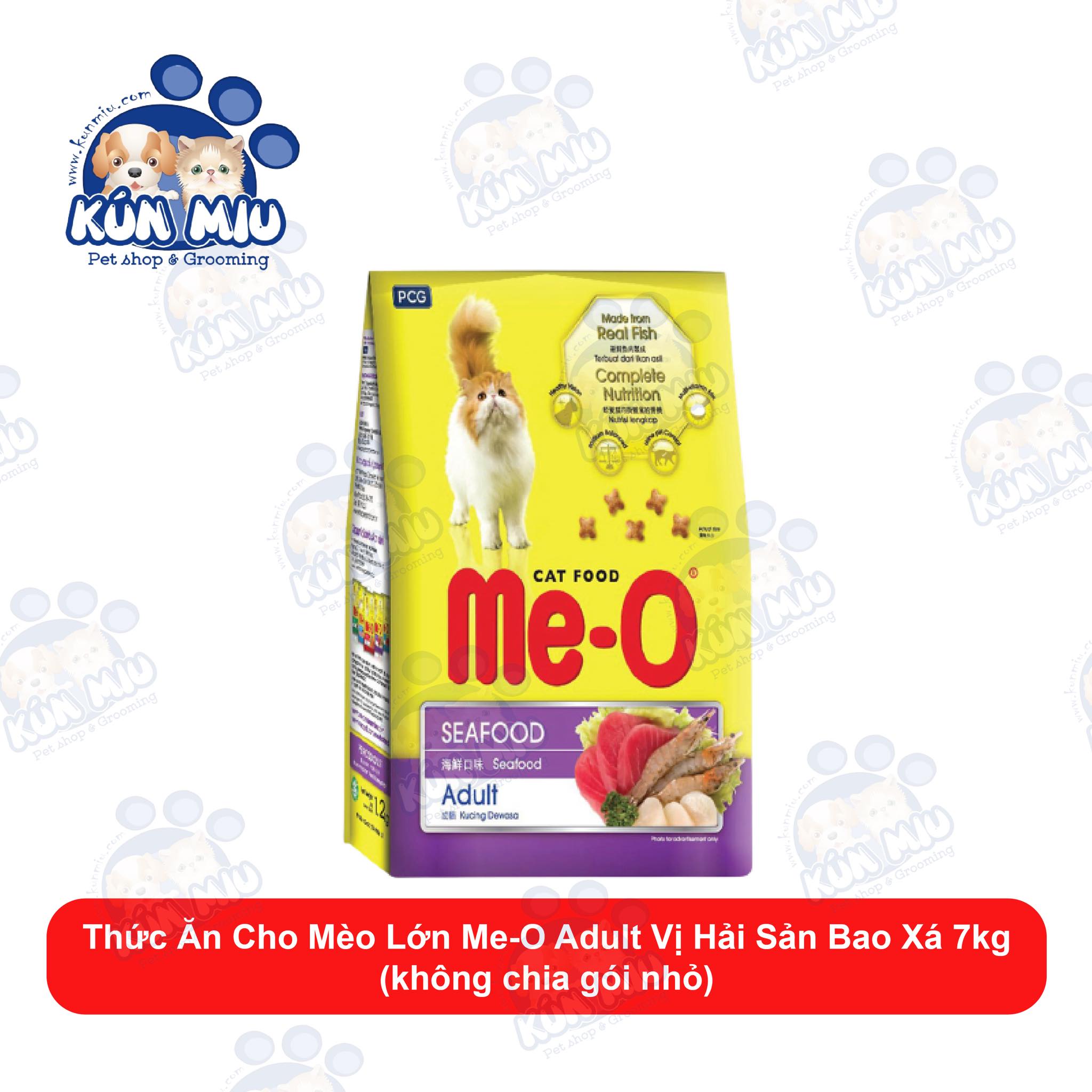 [Hoàn Tiền 10%] [Thu thập VC giảm thêm 20K] Thức ăn cho mèo lớn Me-O 7kg bao nguyên hạt không chia túi nhỏ (vị Cá Ngừ, Hải Sản &Cá Thu)