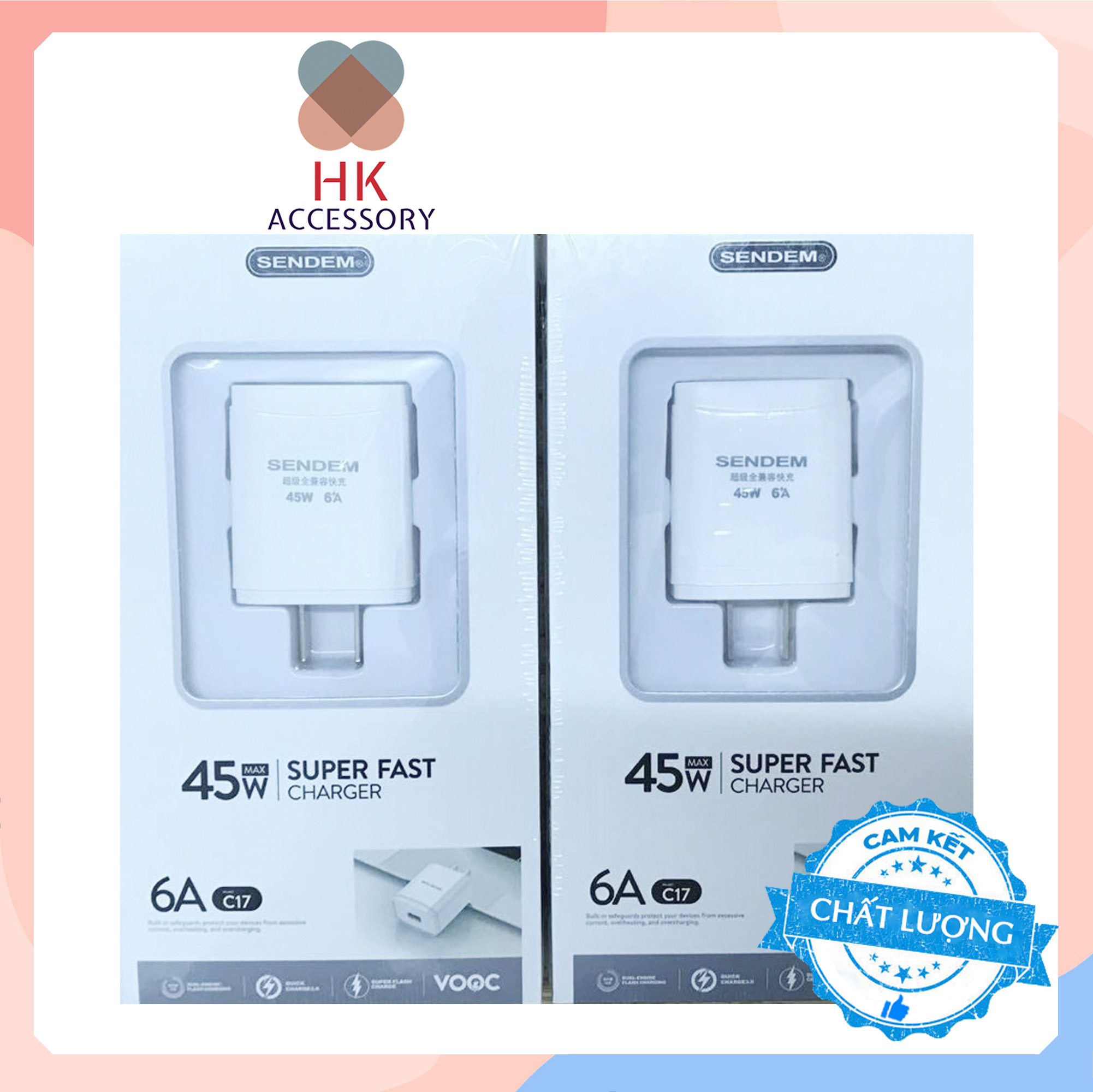 Củ sạc siêu nhanh 45w sendem c17 hàng chính hãng