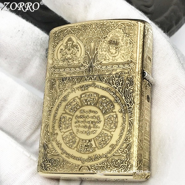 Bật lửa zorro 12 con giáp khắc 5 mặt đồng nguyên khối hộp quẹt thích hợp làm quà sưu tầm, quà tặng