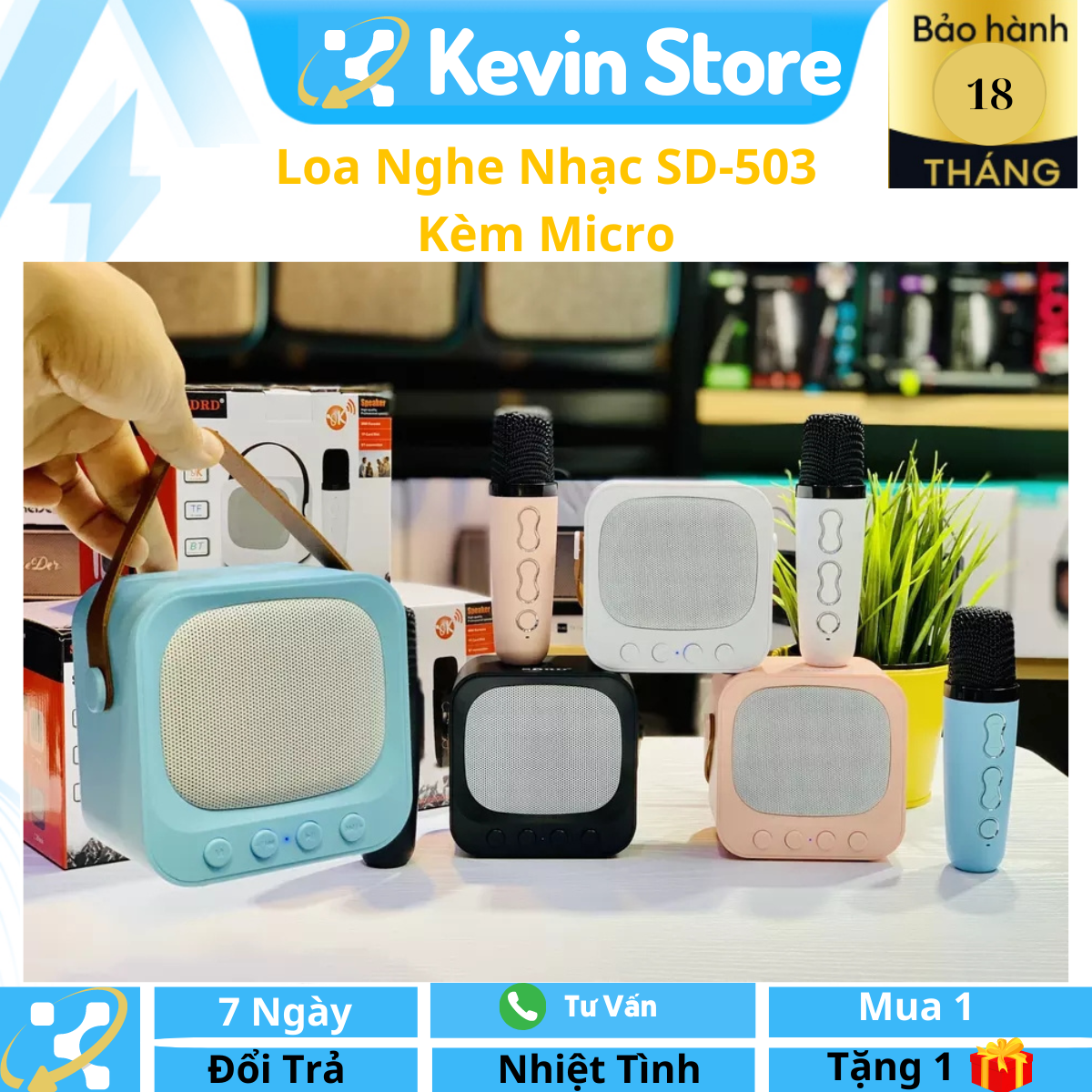 Loa bluetooh nghe nhạc. loa hát karaoke bluetooth mini có kèm mic sd-503 loa karaoke xách tay nhỏ gọn âm thanh hay