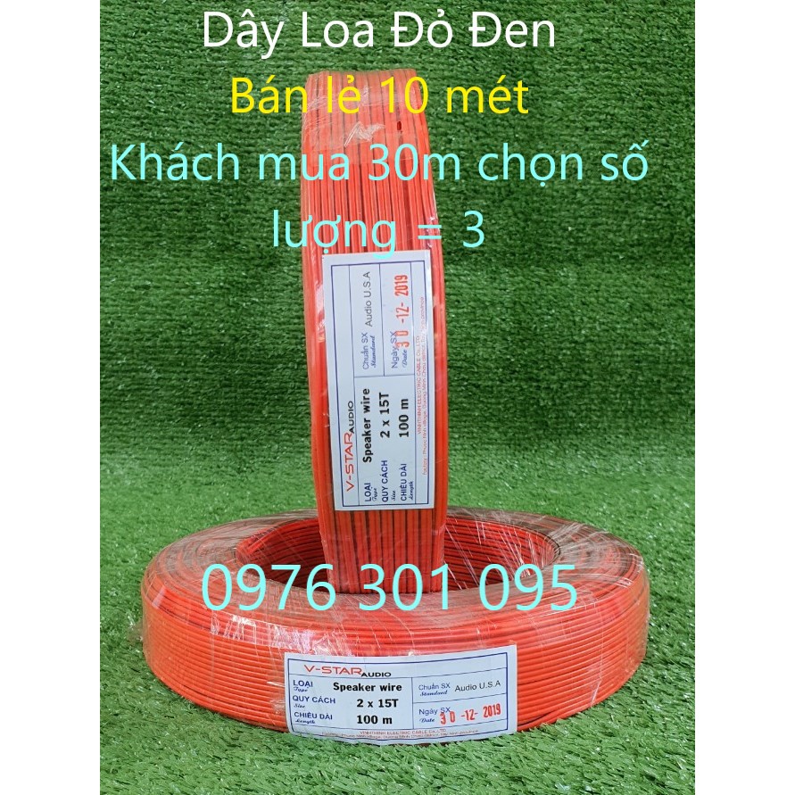 Dây loa đỏ đen 2x15 tim