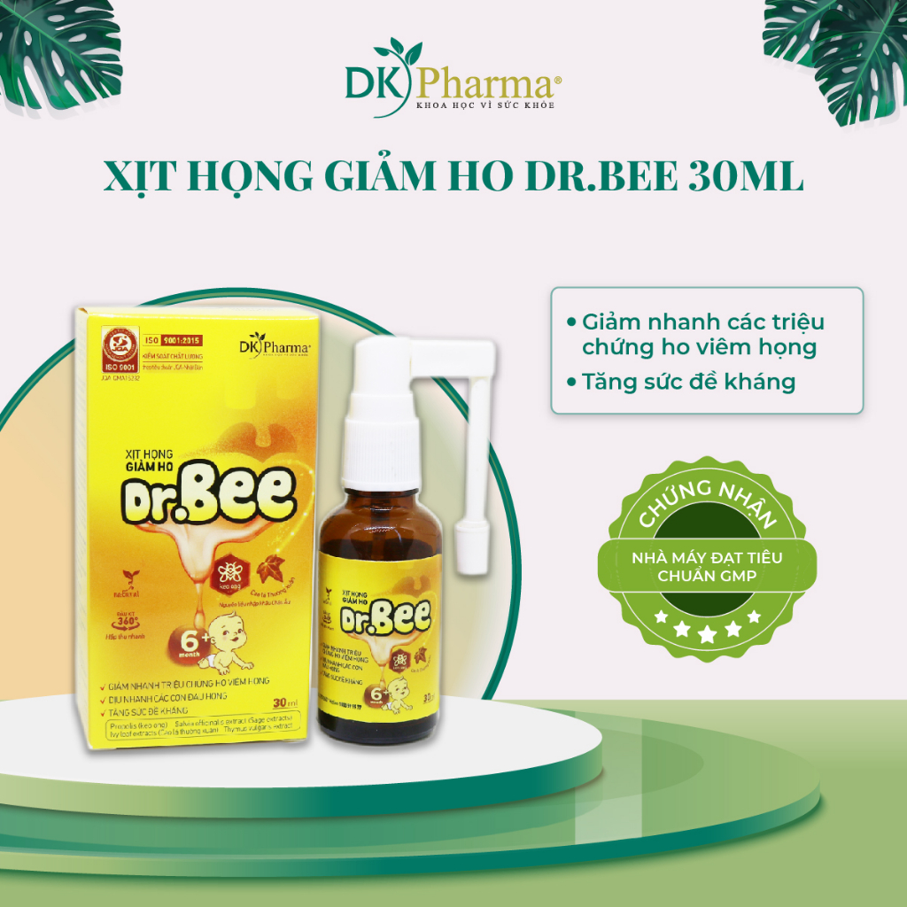 Xịt họng thảo dược dr.bee dk pharma chai 30ml - dk pharma