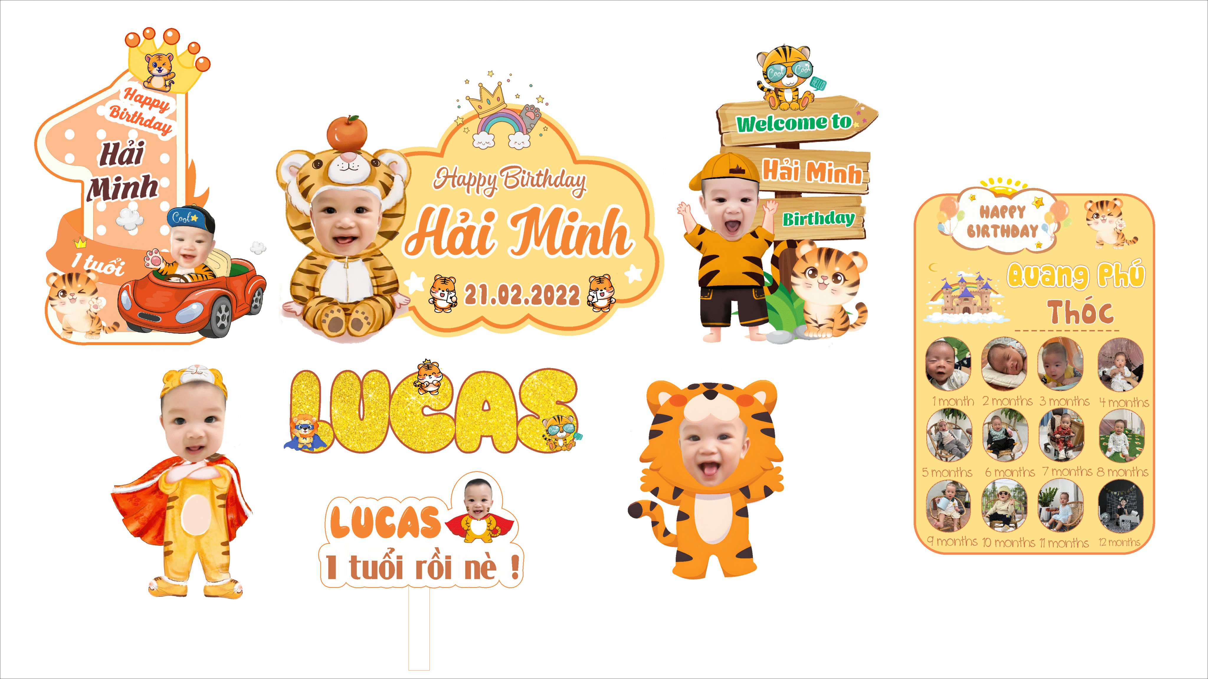 Combo Chibi chủ để Hổ con cho bé trai và bé gái- Chibi cho bé sinh năm Cọp