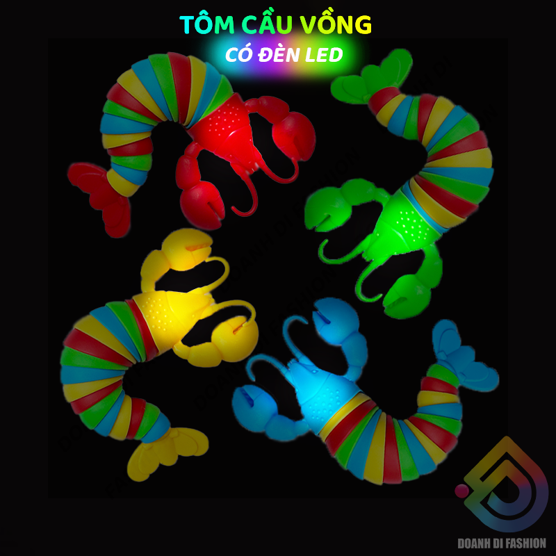 Đồ Chơi Tôm Cá Con Sâu Có Đèn, Cá Heo Cá Mập 3D Cầm Tay Phát Sáng Cho Bé, Móc Khóa Tôm Nhiều Màu, Đồ