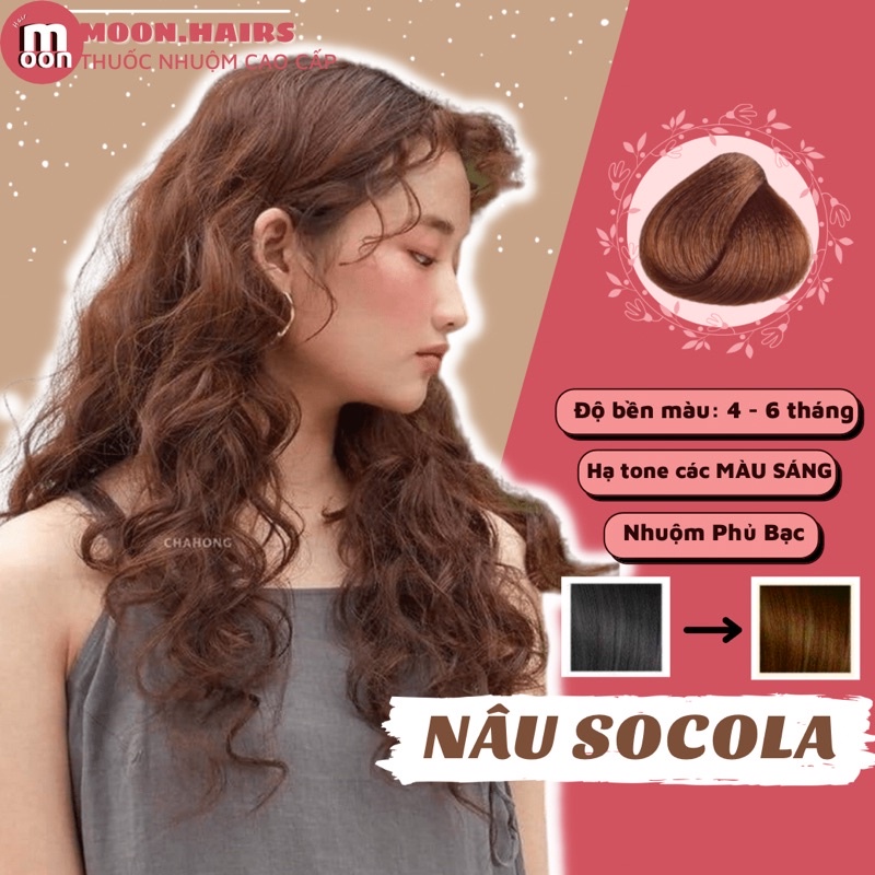 Thuốc nhuộm tóc nâu socola | nâu choco | nâu kẹo | tặng bao tay, mũ trùm, dưỡng tóc