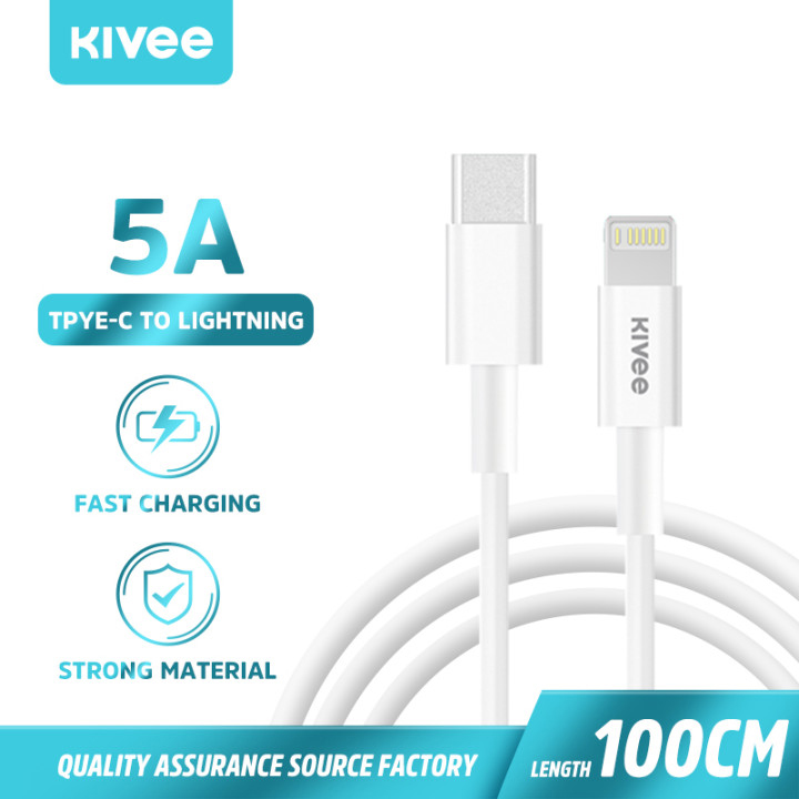 KIVEE PD 18W Sạc Nhanh Tpye-C Đến Cáp Sạc Lightning Dành Với truyền dữ liệu Cho Iphone 5/6/7/8/11/12 5G ipad airpods Chiều Dài: 1M(CT206)