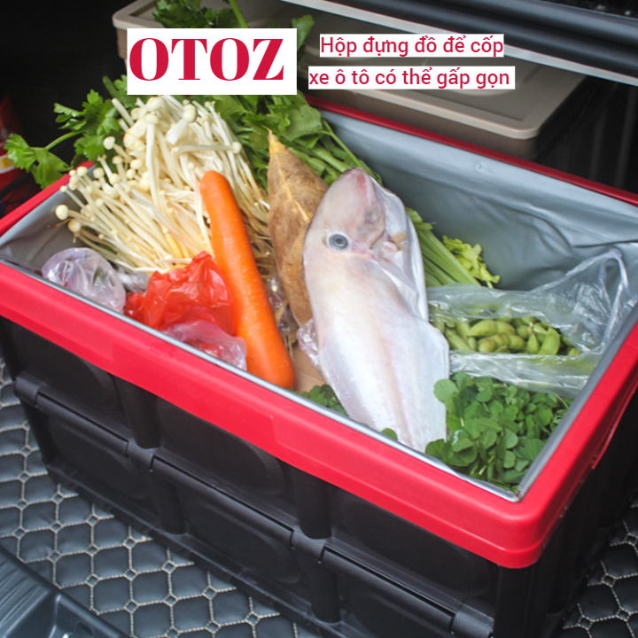 Hộp đựng đồ otoz để cốp xe ô tô có thể gấp gọn 56 lít, 30 lít màu đen