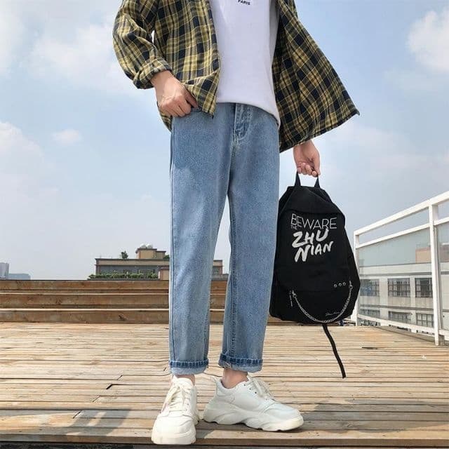 Quần Jean Nam - Quần Baggy Jean unisex ống rộng phong cách bụi- Baggy Trơn Kiểu Hàn..