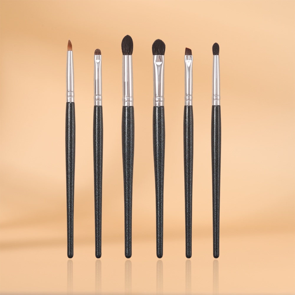 OVW Makeup Brushes 6 Pcs Makeup Brush Set Blending Blush Eyeliner Shadow Brow Concealer Brushes Kit Black Blush Concealers Eye Shadows Brushes Black Brush Sets