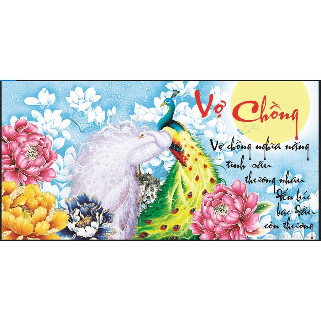 [HCM]Tranh thêu chữ thập vợ chồng nghĩa nặng tình sâu( chưa thêu)-X8092